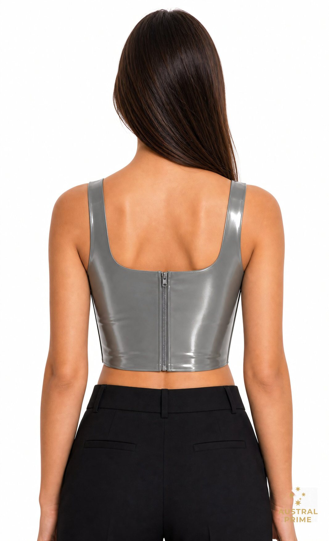 Alessandro Vigilante Latex Tank Top Bra in metallic grey — image 2 of 2