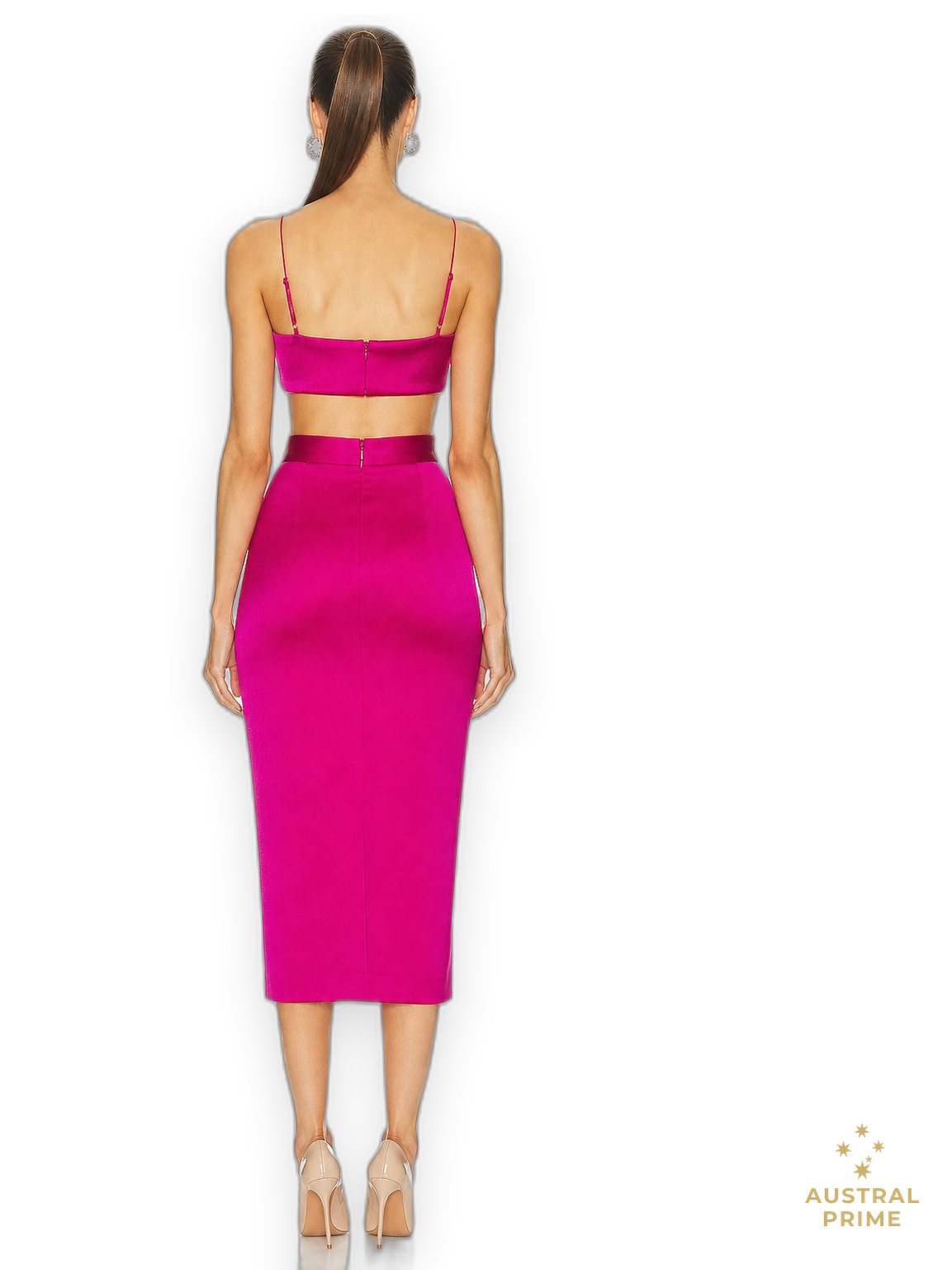 Alex Perry Satin Crepe Drape Crop Top in raspberry — image 2 of 2