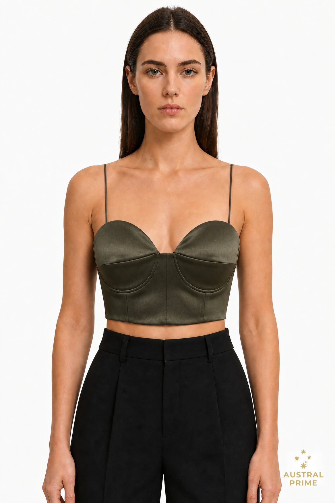 Alex Perry Tora Bra Top — Khaki