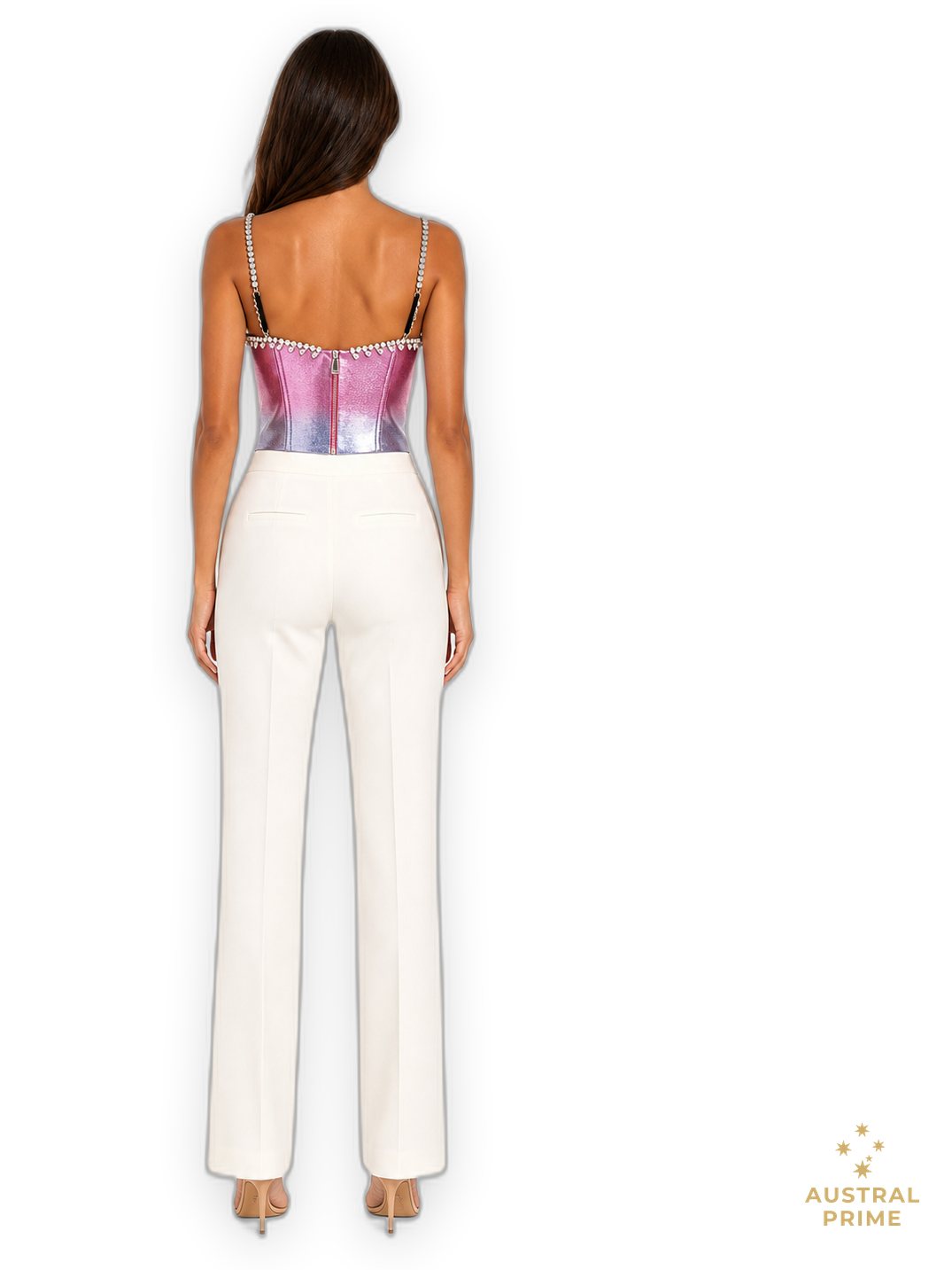 Area NYC Ombre Multi Crystal Bustier in pink — image 2 of 2