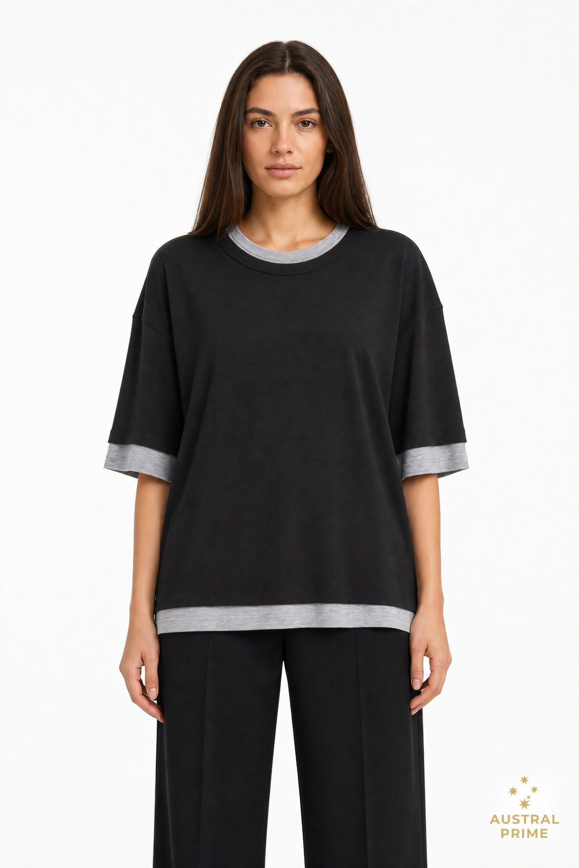 Aya Muse Double Layer T-Shirt — Black
