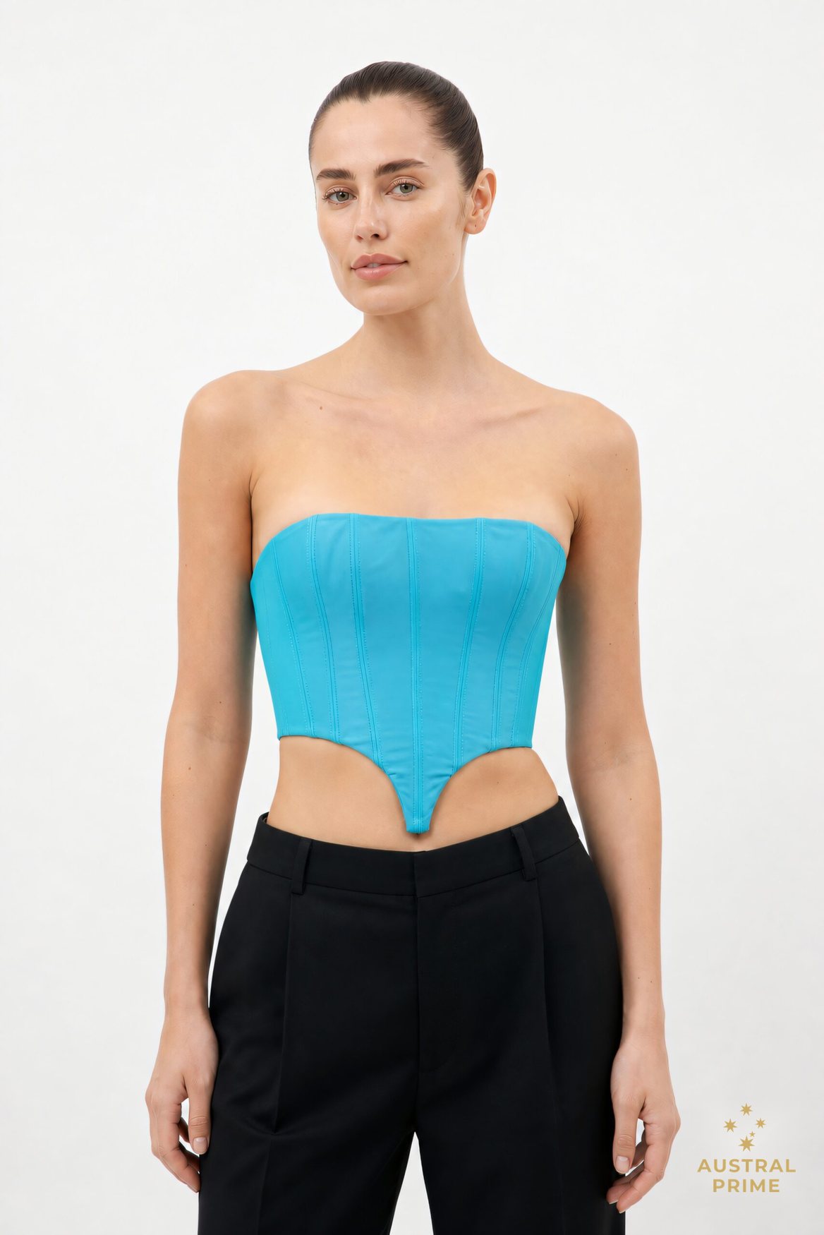 LaQuan Smith Cropped Bustier — Aqua