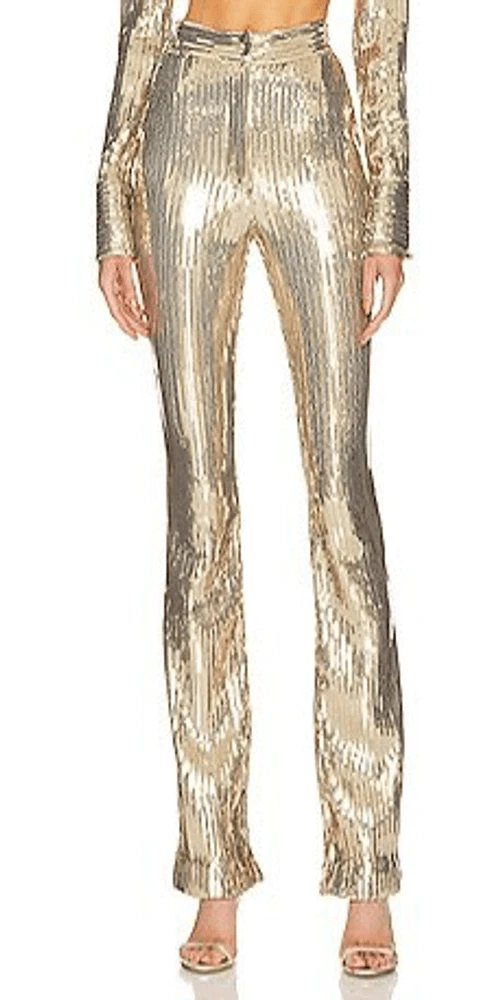 LaQuan Smith High Waisted Sequin Leggings — Gold
