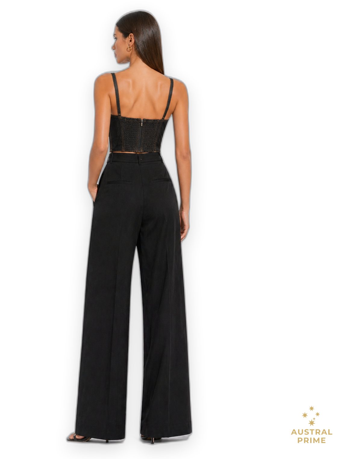 Magda Butrym Bustier Cropped Denim Corset Top in black — image 4 of 4