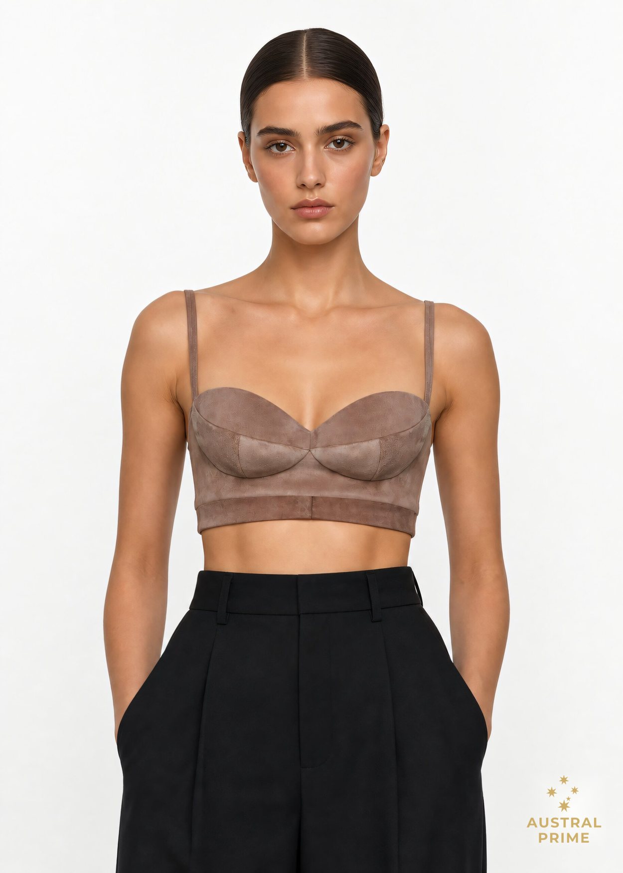 Magda Butrym Sweetheart Suede Bra Top — Brown