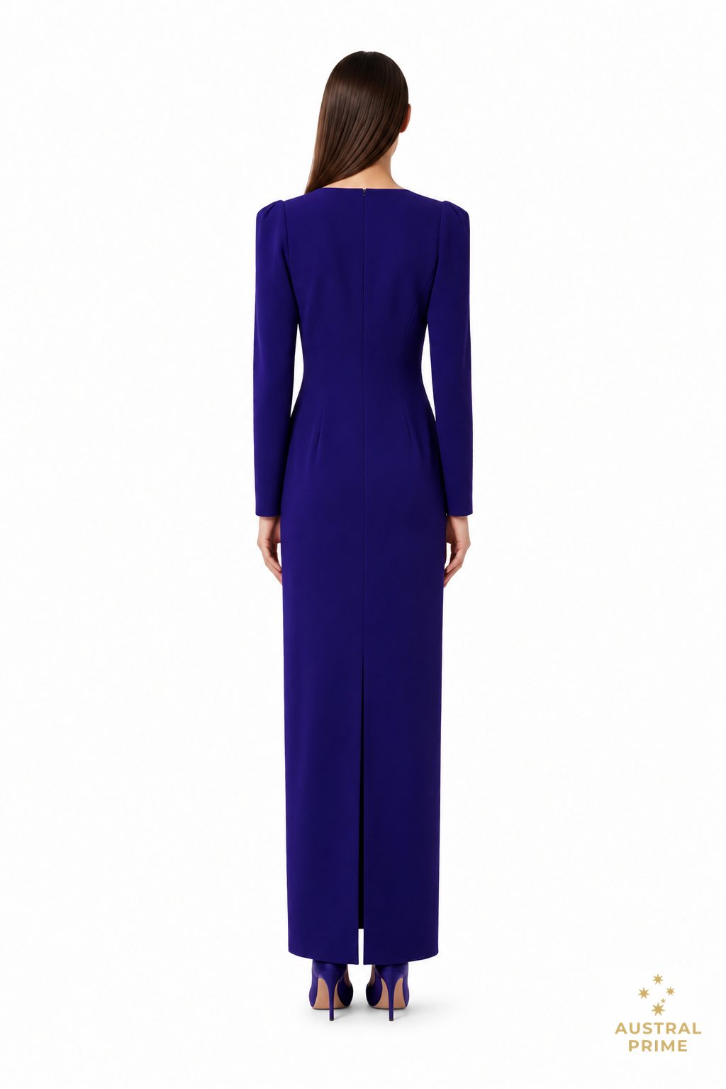 Monot Asymmetric V Neck Long Sleeve Maxi Dress in purple — image 3 of 3