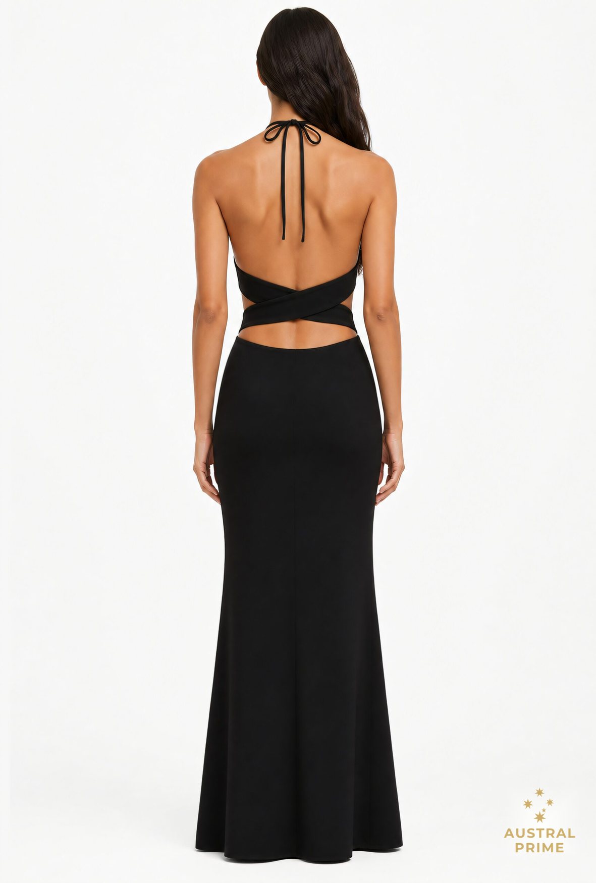 Monot Halterneck Diamond Cut Out Dress in black — image 2 of 4