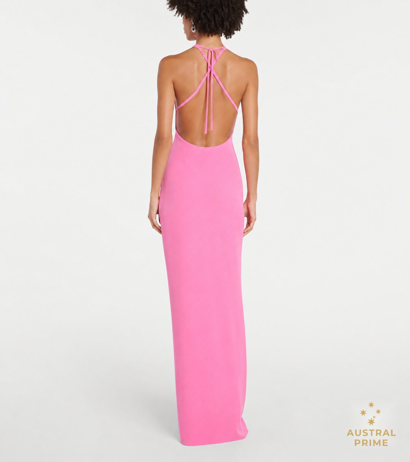 Monot Halterneck Petal Cut Out Dress in pink — image 2 of 2