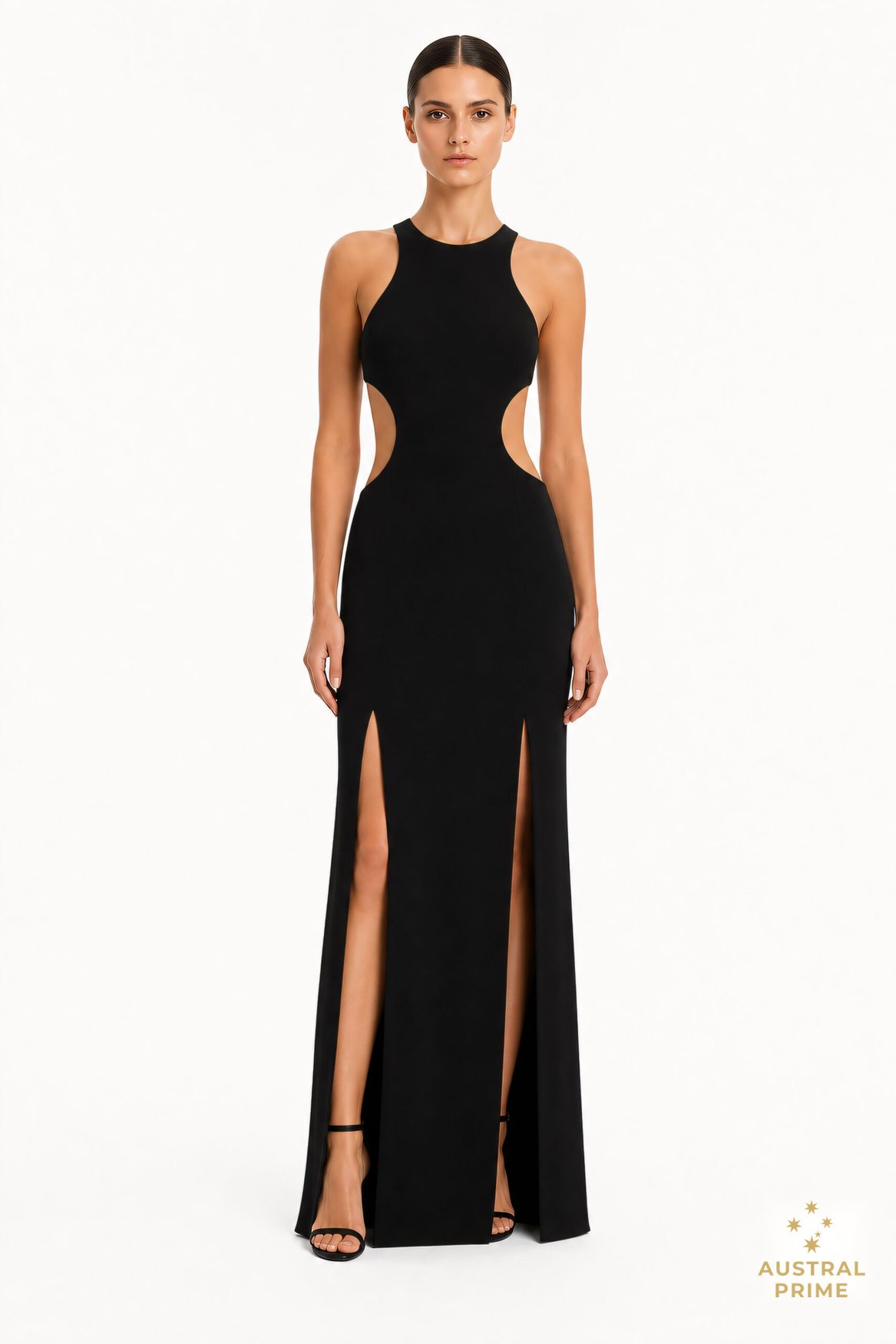 Monot Racer Cut Dress With Cut Outs in black — image 1 of 2