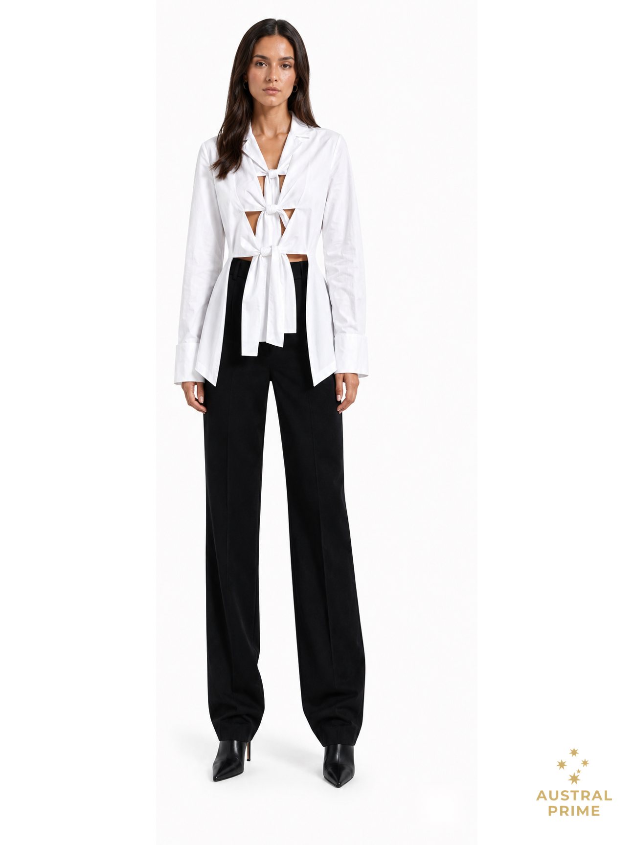 Sid Neigum Cotton Tie Blouse — White
