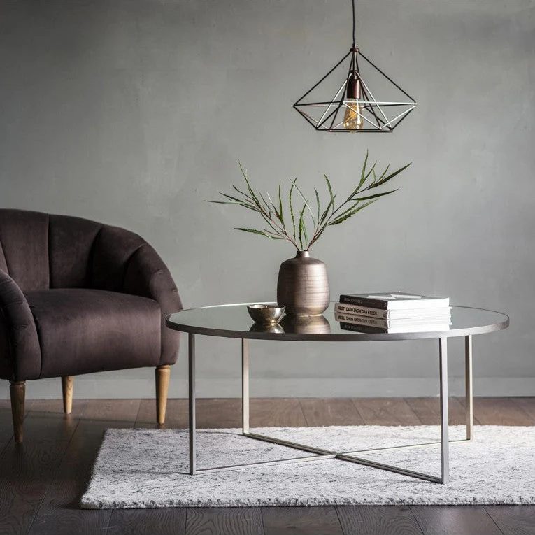 Torrance round side table styled in a living-room setting