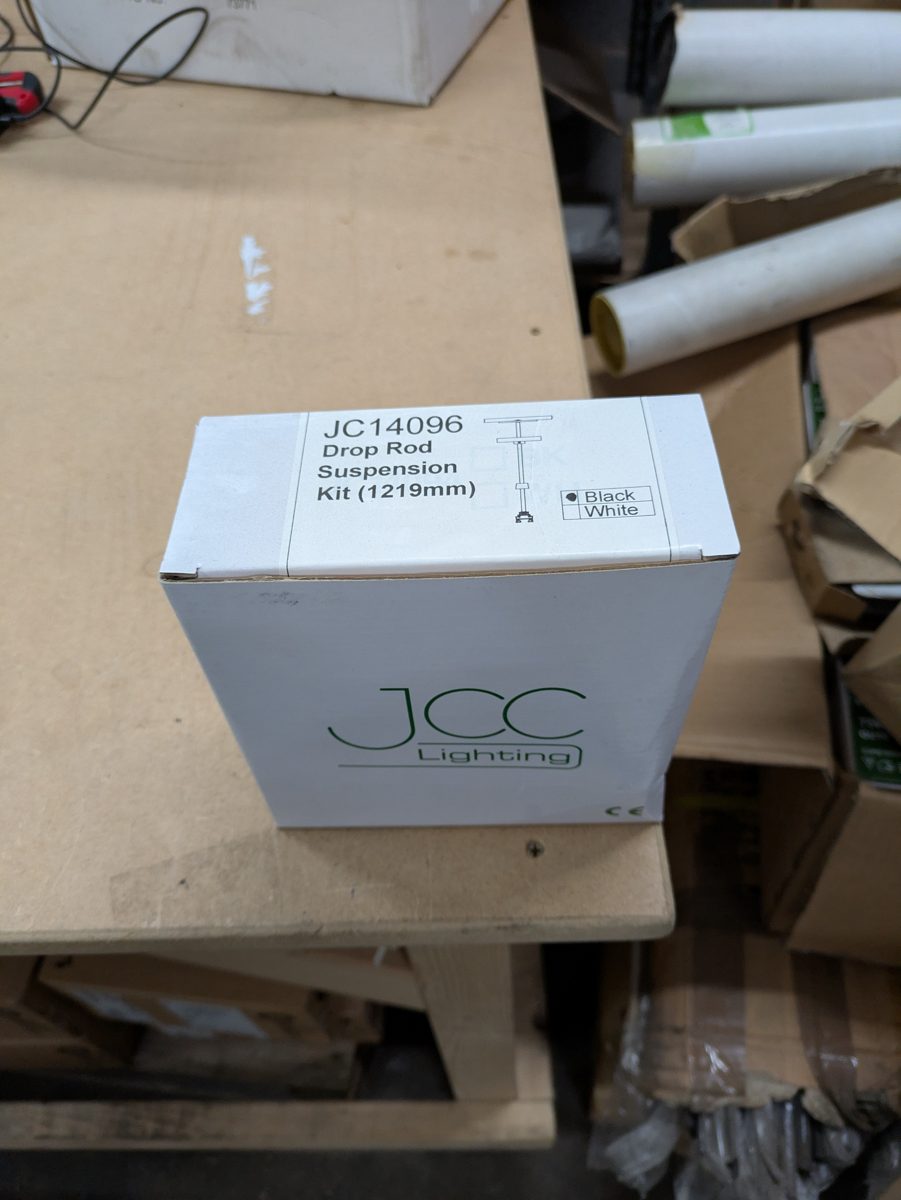 JCC JC14096 drop-rod suspension kit 1219mm black, without pole — surplus UK stock