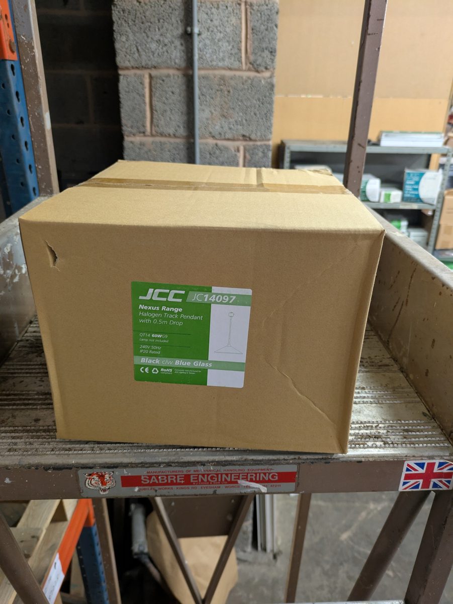 Nexus Range Halogen Track Pendant (0.5m drop) black — surplus UK stock JC14097