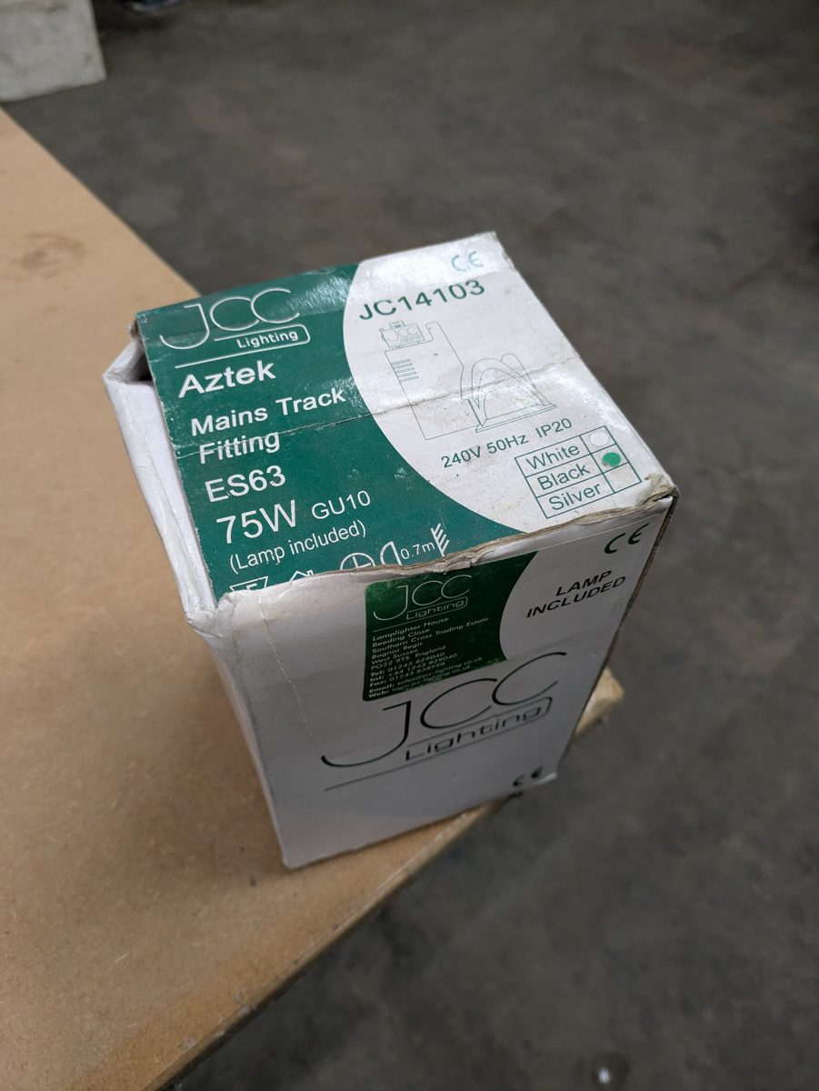 JCC JC14103 Aztek mains track fitting, black — surplus UK stock