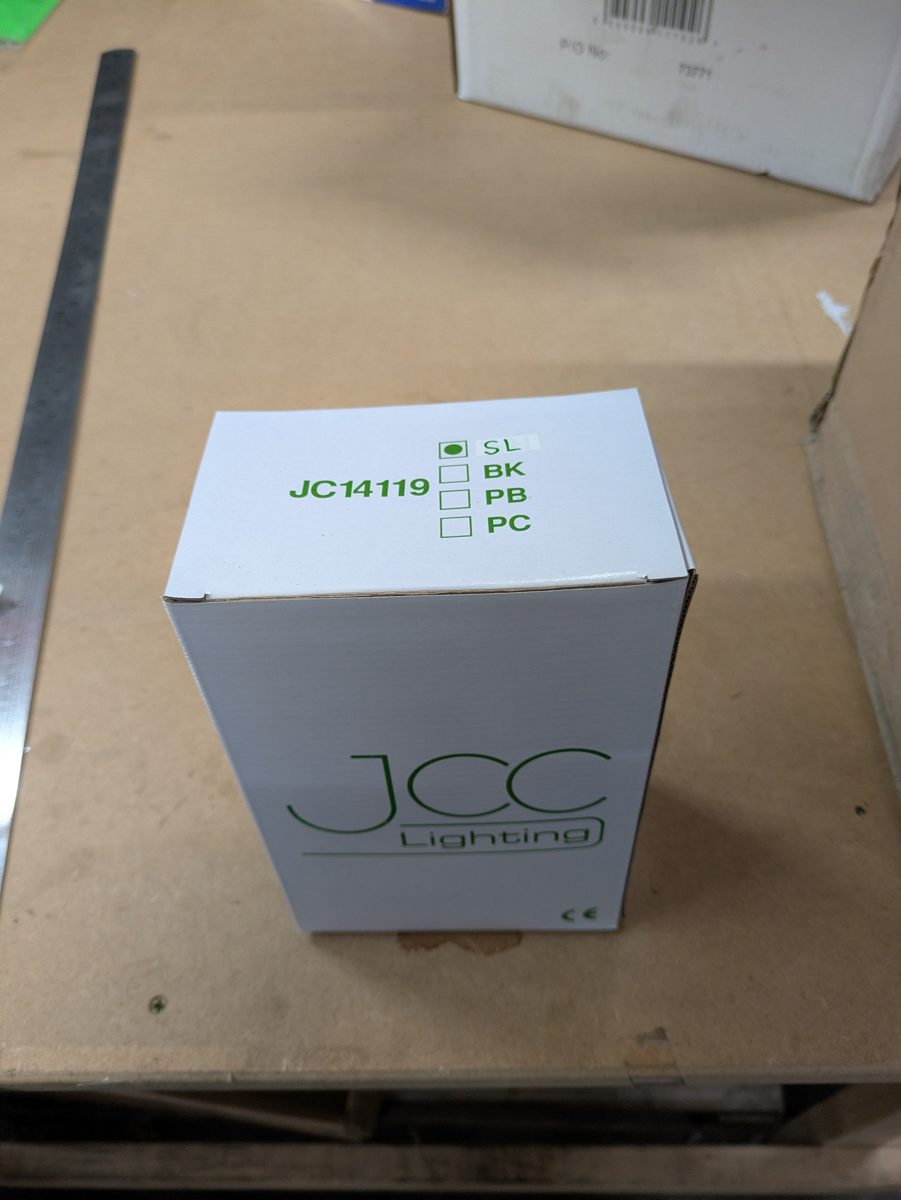 JCC JC14119 mains track spotlight fitting, silver — surplus UK stock