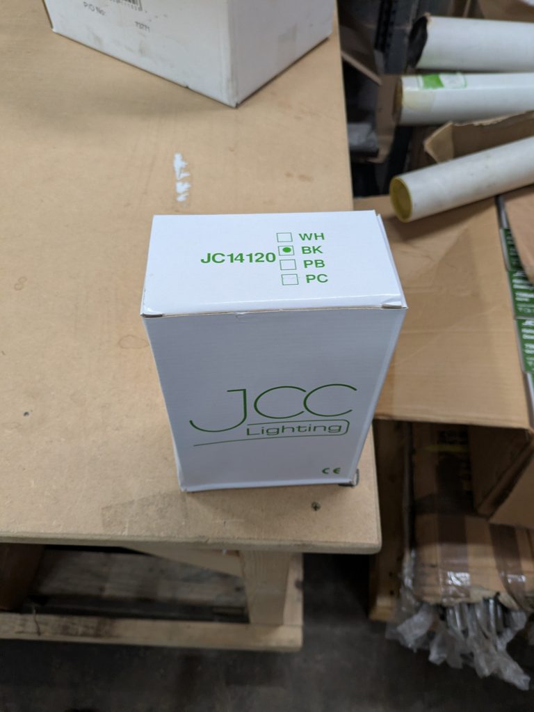 JCC JC14120 mains track spotlight fitting, black — surplus UK stock