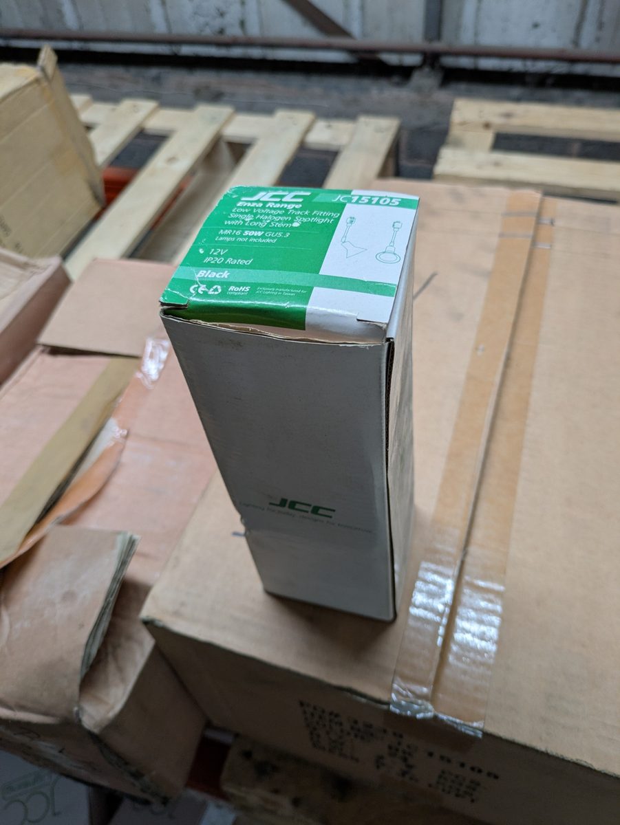 JCC JC15105 Enza LV track single halogen spotlight, long stem — surplus UK stock