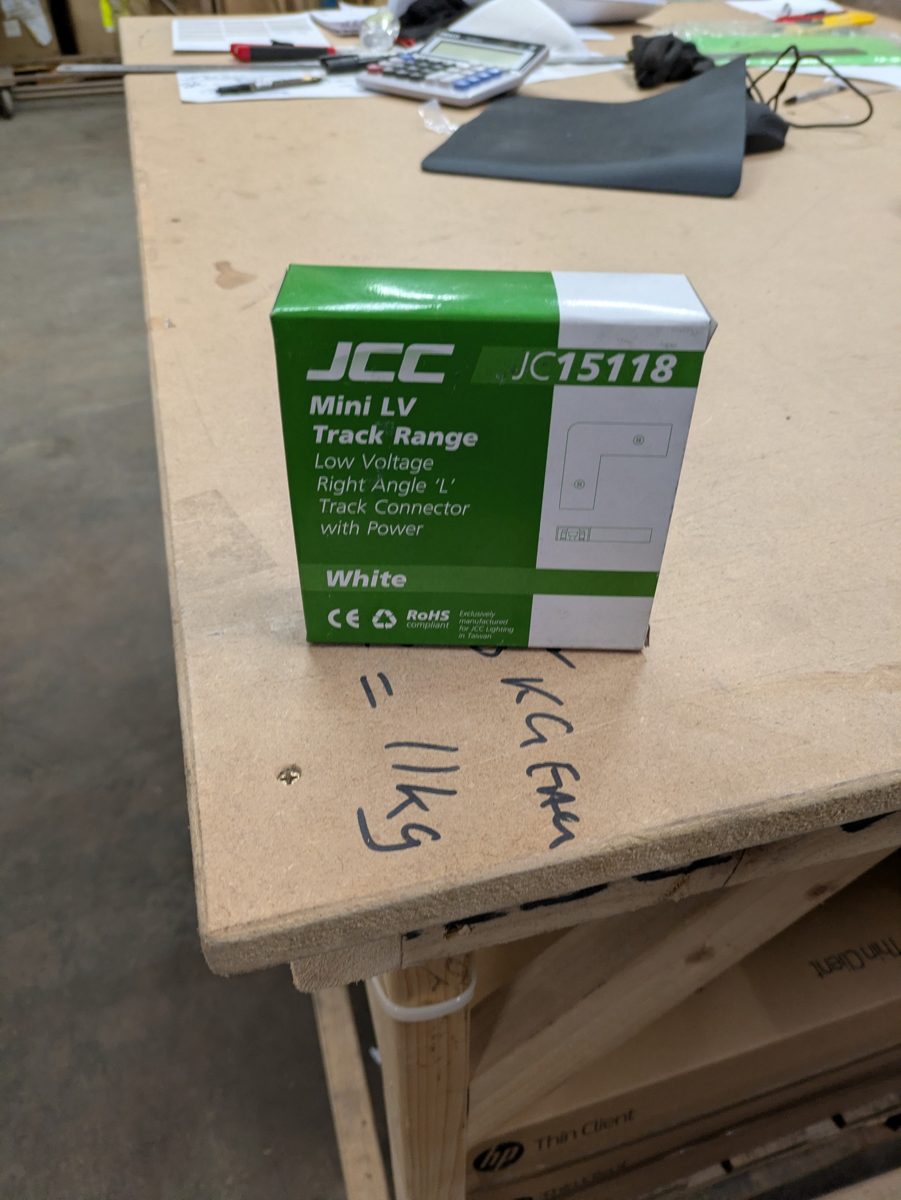 JCC JC15118 Mini LV Track Right-Angle ‘L’ Connector, white — surplus UK stock