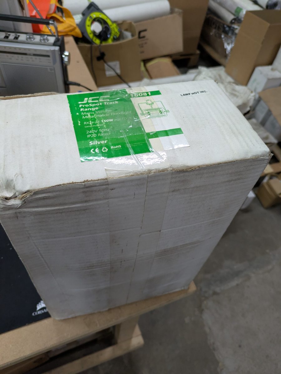 JCC JC16081 ProSpot Track mains-voltage metal-halide floodlight, silver — surplus UK stock