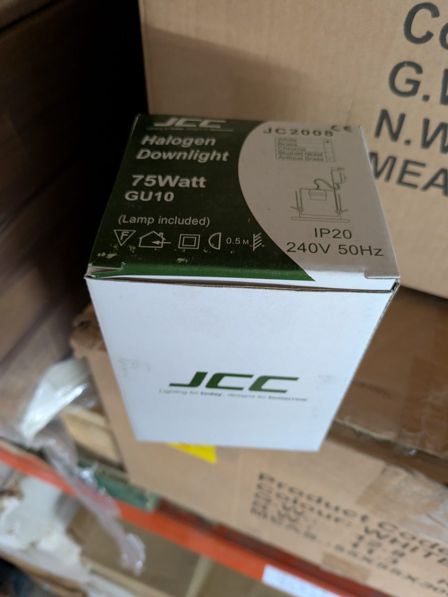 JCC JC2008 halogen downlight 75W, white — surplus UK stock
