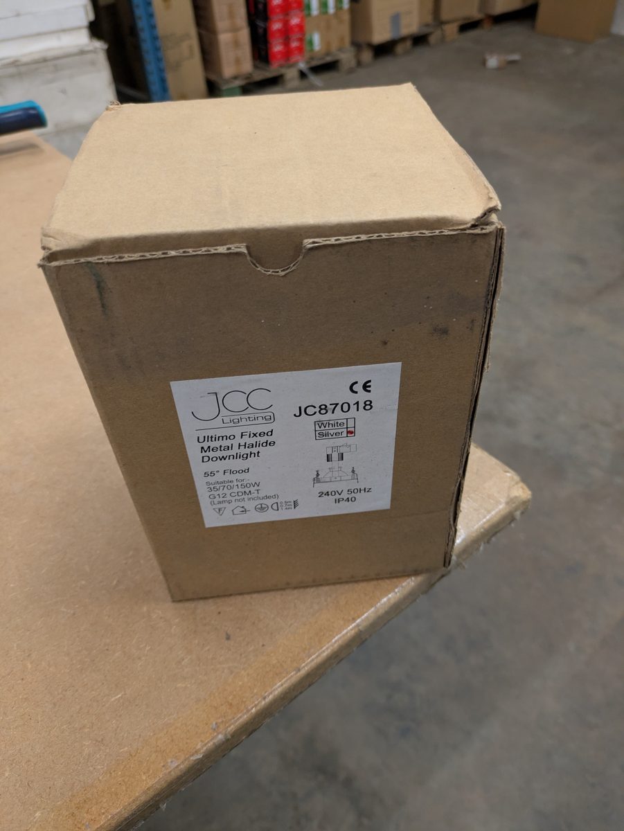 JCC JC87018 Ultimo fixed metal-halide downlight, silver — surplus UK stock