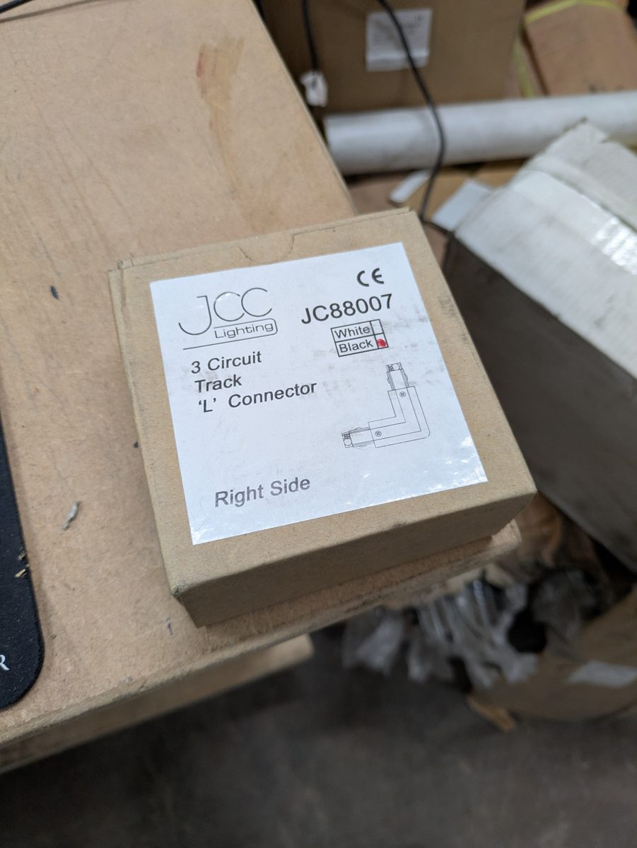 JCC JC88007 three-circuit track L connector, right side, black — surplus UK stock