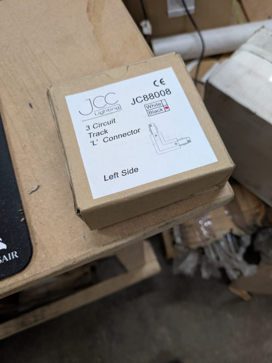 JCC JC88008 three-circuit track L connector, left side, black — surplus UK stock