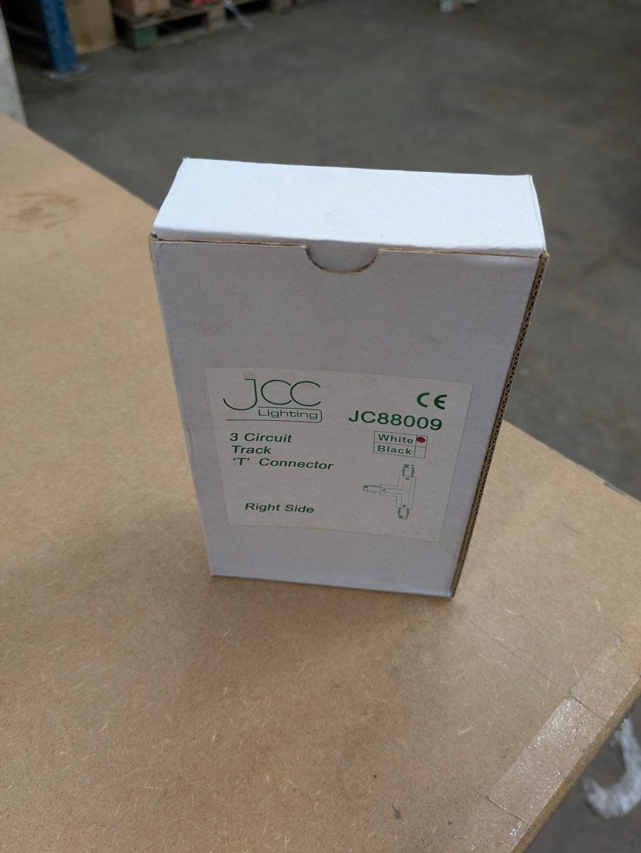 JCC JC88009 3-Circuit Track ‘T’ Connector (Right Side), white — surplus UK stock