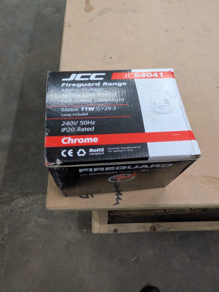 JCC JC94041 Fireguard Matrix fire-rated 11W downlight, chrome — surplus UK stock