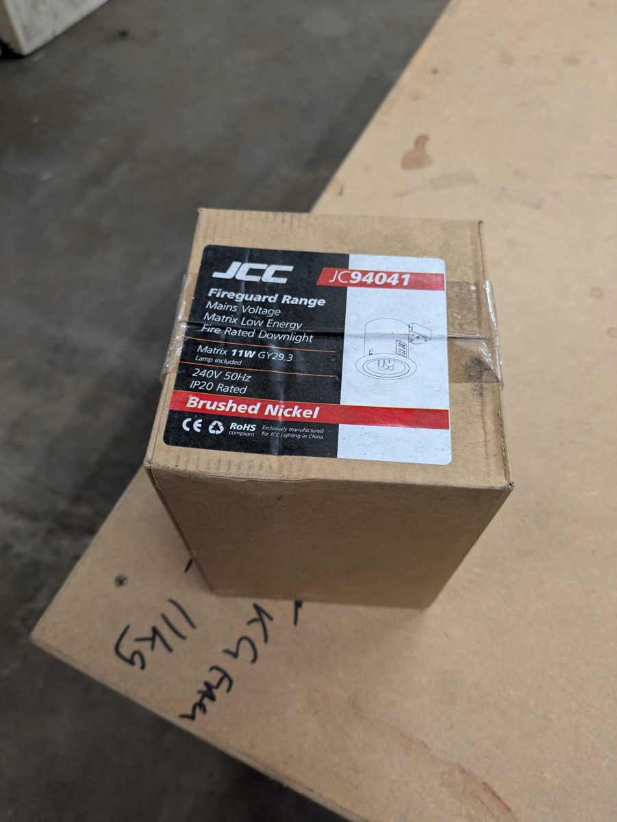 JCC JC94041 Fireguard Matrix fire-rated 11W downlight, brushed nickel — surplus UK stock