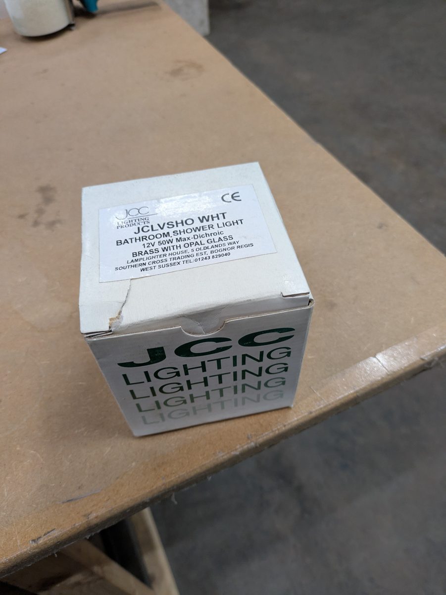 Low-Voltage Bathroom Shower Downlight brass — surplus UK stock JCLVSHO